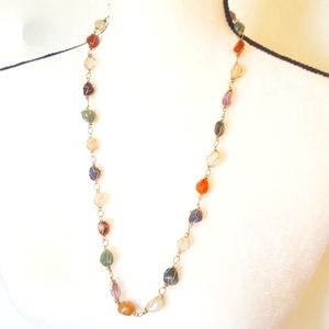 Vintage Semi Precious Gemstone Necklace Blue Green